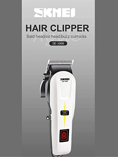 Image of SKMEI SKT1008W Professional Hair Straightener & Clipper For Men and Women | Corded Hair Trimmer with Quiet Operation and Dteachable Heads | Hair Styling Trimmer with LED Power Indicator, White