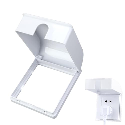 1 PCS Socket Cover Box, Self-Adhesive Waterproof Dustproof Safety Wall Switch Outlet Protective Covers, 86 Type Single Splash-Proof Electrical Plug Protector for Home Baby Pet Safety (White)