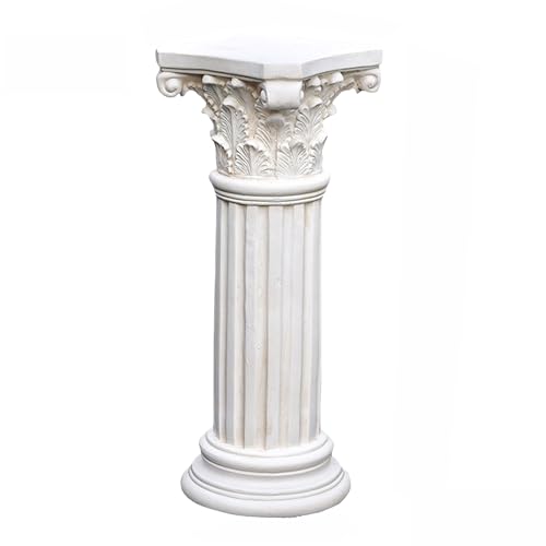 VISIBLE Decorative Roman Column Pedestal Black Bronze MGO Cement with Fiber Classical Garden Pillar Indoor Outdoor Decor (White 33.5IN)