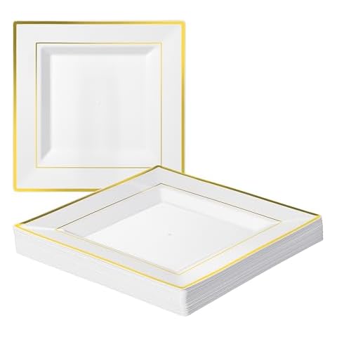 MATANA Elegant White Plastic Dinner Plates Cover