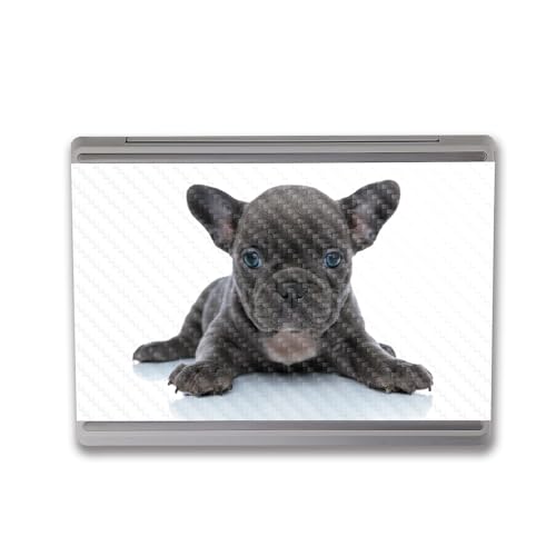 Image of MightySkins Carbon Fiber Skin Compatible with Microsoft Surface Laptop Go 3 (2023) Full Wrap Kit - French Bulldog | Protective Durable Textured Carbon Fiber Finish | Made in The USA