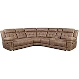 BOWERY HILL Transitional 3-Piece Microfiber Reclining Sectional in Cocoa Brown