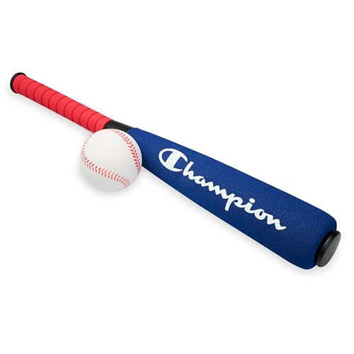 Champion Baseball Set (Red/White/Blue) Big Fly Foam Bat and Soft Ball Kit for Kids Ages 3+ Oversized 24 Lightweight Bat with Molded Core for Safe Indoor or Outdoor Play