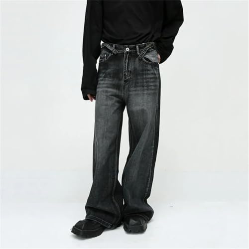 Men's Jeans High Street Straight Tube Loose Wide Leg Denim Pant Retro Streetwear3