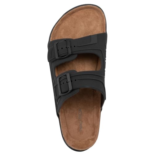 Image of Nautica Men's Sandals - Casual Slides with 2 Adjustable Buckle Straps and Cork Footbed for Ultimate Comfort and Style (Regular /Wide Width, Big Size)