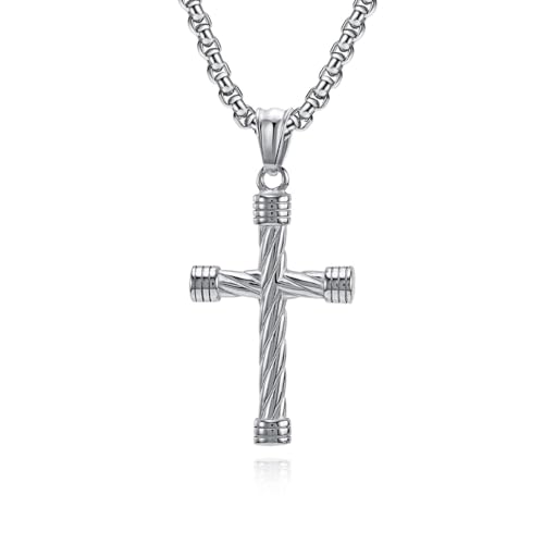 Collier croix hip hop étanche en acier inoxydable pour homme actif