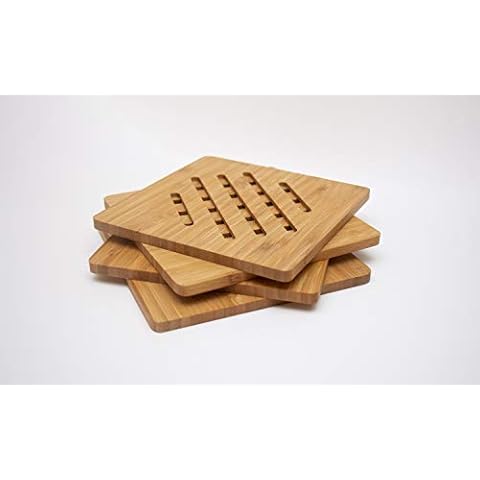 Eco-Pebble Super Strong Bamboo Trivets (Set of 4) 16.5cm x 16.5cm Cover