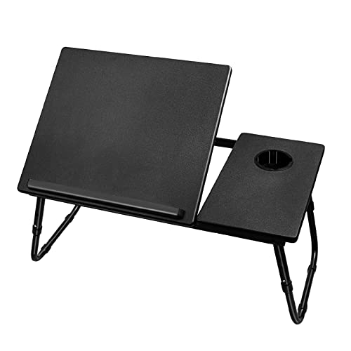 Voilamart Laptop Lap Desk for Bed,Lap Table for Couch,Adjustable Lap Desk with Cup Holder,Portable Laptop Bed Tray Table with Foldable Legs for Eating,Writing,Reading,Couch,Black