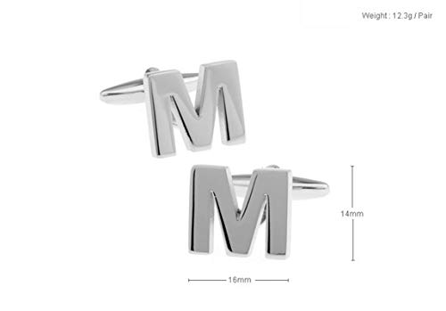Set de Mancuernas Daesar para Hombre Tuxedo Letra M Plata miniatura 2