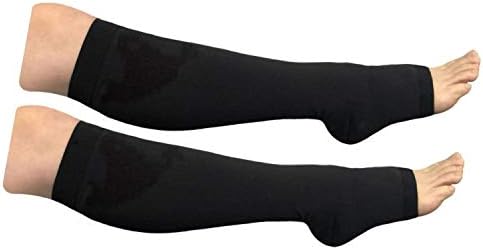 HealthyNees Big Tall Plus Size Wide Calf & Extra Wide 20-30 mmHg Open Toe Medical Compression Leg Swelling Circulation Men Women Socks (Black, Big Calf 3XL)