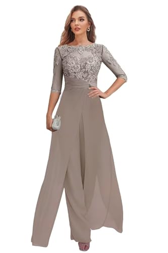 Mother of The Bride Pant Suits for Women Dressy Chiffon Jumpsuit Formal Outfit Wedding Guest Dresses