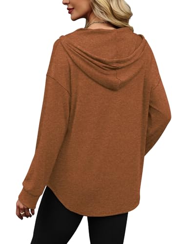 Image of Sampeel Hoodies for Women Trendy Fall Fashion 2025 V Neck Oversized Sweatshirt Plus Size Tops Clothes