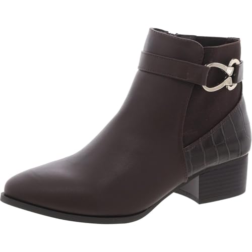 Karen Scott Womens Nadine Embossed Block Heel Ankle Boots