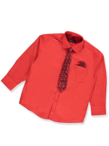 Kids World Big Boys' Dress Shirt & Tie - red, 182