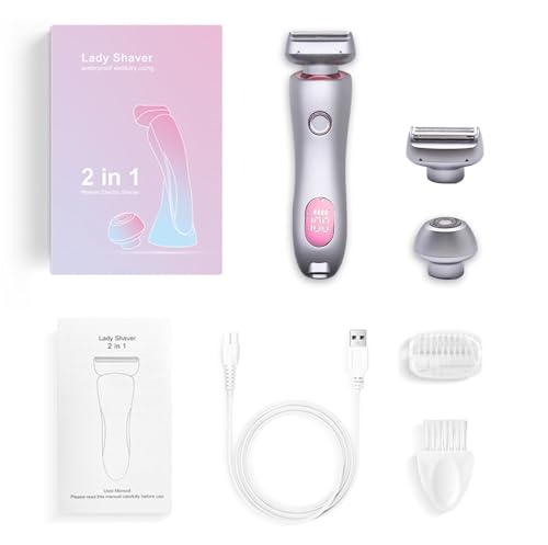 Image of Livora Electric Shaver for Women,Razor for Women,2 in 1 Wet & Dry Waterproof Electric Razors,Silk Glide Pro Shaver with Removable Head for Leg Arm Underarm Bikini Area,Purple