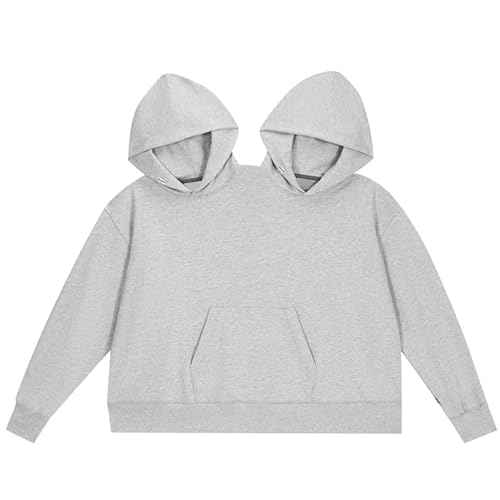 Naisicatar Paar Hoodies Double einteilig Pullover Sweatshirt extra großes intimes Kapuzen-Sweatshirt für 2 Personen mit Taschengeschenken für Paare tragen (grau)