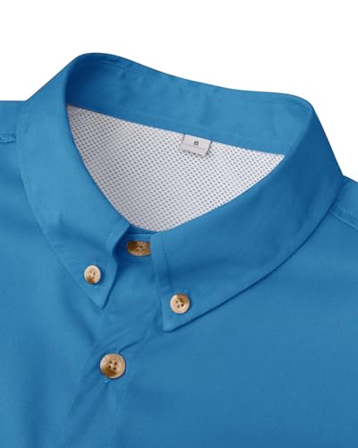 Image of Alimens & Gentle Short Sleeve Fishing Shirt Wicking Fabric Sun Protection Casual Button Down Shirts