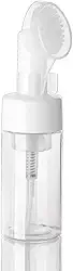 Frasco Pump Espumador 200ml com Escova de Silicone Recarregável e Portátil Ideal para Skincare, Sabonete Facial e Limpeza de Pele Profunda