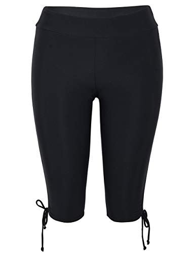 Coastal Rose Women's Long Swim Board Shorts High Waisted Tummy Control Tankini Bathing Suit Bottoms Side Tie Us16 Black #TOP5