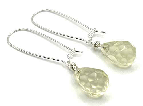 Quartz Jaune Boucles d'Oreilles anti-allergie en Argent 925 pour peaux sensibles