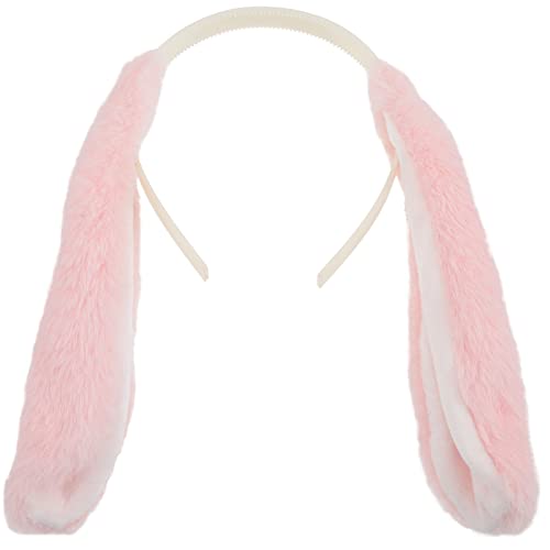 NOLITOY Hasenohren Stirnband Plüschohren Stirnband Hasenohren Kostüm Haarbänder Für Frauen Mädchen Cosplay Party Ostern Halloween 2023 Neujahr Geschenke Rosa Cover