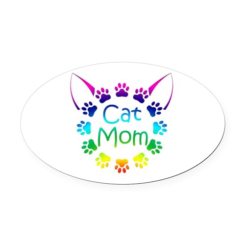 CafePress Cat Mom Oval Car Magnet, Euro Oval Bumper Magnet