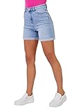 Roman Denim Shorts with Pockets for Women UK Ladies Mom Jeans Boyfriend Boy High Waisted Turned Frayed Hem Stretchy Cotton Casual Slim Skinny Pants Mother Holiday - Washed Aqua - Size 14