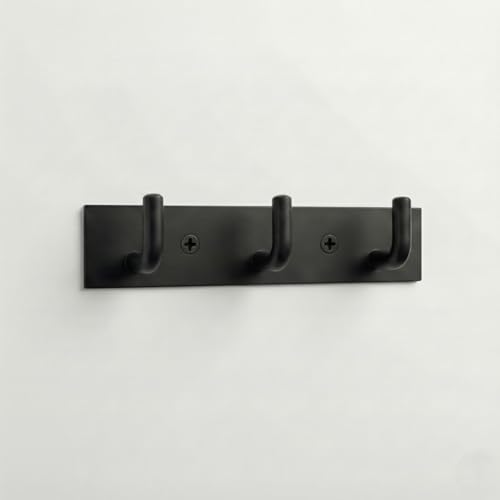 Image of Stainless Steel 3 Hook Cloth Hanger for Door /Dress Hanger Wall Mount /Bathroom Hooks for Hanging Clothes (Black) Pack of 1-| 3 Years Warranty |