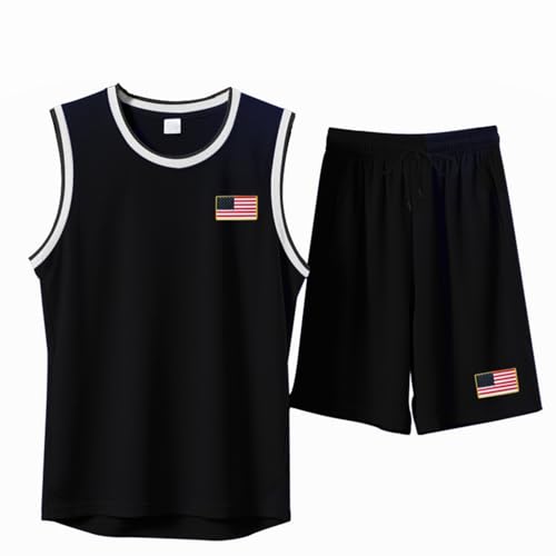Generisch Camiseta de baloncesto para hombre, camiseta de baloncesto, pantalones cortos, conjuntos de deportes, sin mangas, ropa deportiva, regalos para hombre, chándales sueltos, transpirables