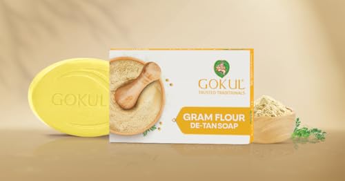 Image of GOKUL Gram Flour | Skin Brightening, Dark Spots, Pigmentation & Tan Removal Bathing Soap For Men & Women | 75gm (Pack of 1)