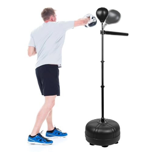 SYNTECSO Spinning Reflex Bar with Punching Bag HAdjustable Height Boxing Bar Boxing Speed Trainer for Home Gym