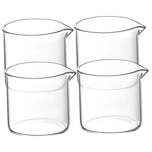 STOBAZA 4pcs Single Spout Glass Milk Cup Syrup Clear Insulated Coffee Mug Steamer Mixing Cups Clear Coffee Mug Creamer Jug Milk Jug Spout Tea Kettle Dispenser Coffee Creamer Transparent
