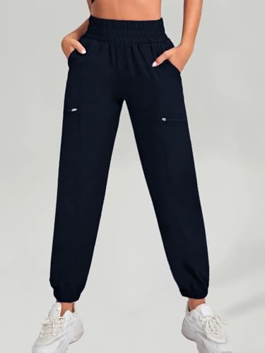 Image of LERIYA Fashion Women's Joggers - Soft High Waist Straight Fit Pants | Comfortable Polylyrca Trousers Travel