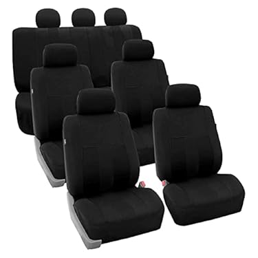 AMAZON - FH Group Car Seat Covers Three Row Set Striking Striped Combo Steering Wheel Cover & Seatbelt Pads Red, Airbag and Split Rear Car Seat Cover Universal Fit Interior Accessories Cars Trucks and SUV
