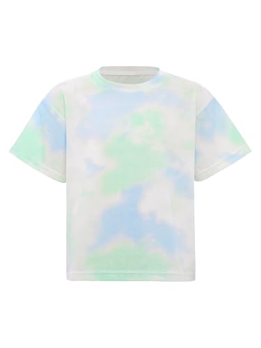 easyforever Kids Girls Short Sleeve Crew Neck Tie Dye Tops T-Shirt Shirts Casual Summer Loose Tee Blouse3