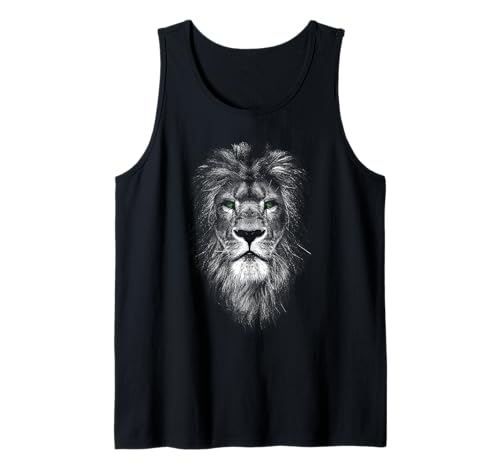 León fresco con ojos verdes Camiseta sin Mangas