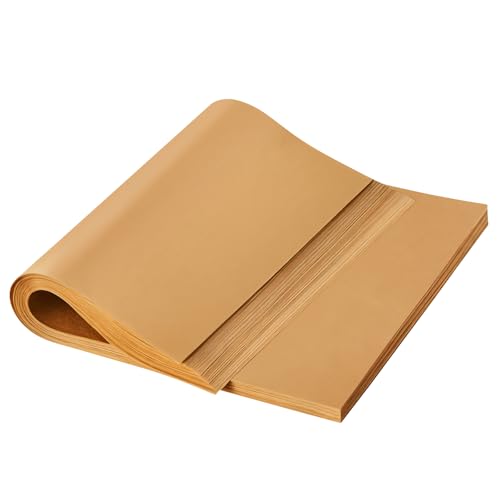 TROUSKAIG 100pcs 12x16 inch Unbleached Parchment Paper Sheets for baking, Heavy Duty Precut Parchment Paper Half Sheet Pans, Brown Non-Stick liners for Oven, Cooking & Wrapping Food, Air Fryer Liners