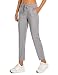 CRZ YOGA Women's Stretch Lounge Travel Pants Ankle Drawstring 7/8 Track Pants with Pockets-28 inches Dark Chrome M