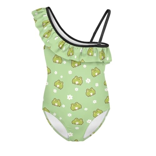 Image of Girls One Piece Swimsuit Ruffled Halter Bathing Suit with Adjustable Strap Beach Sport Swimwear for 3-14 Years
