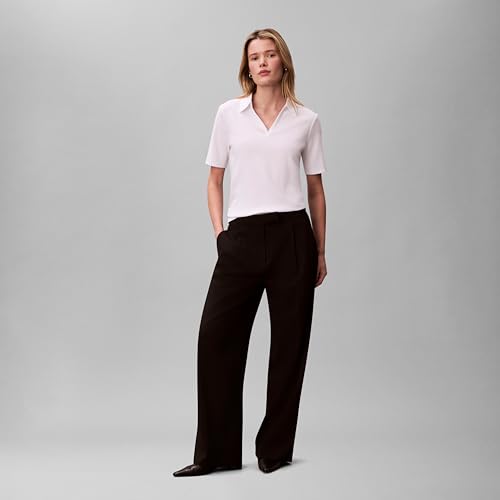 Calvin Klein Women's Johnny Collar Half Sleeve Top Bright White - image 3