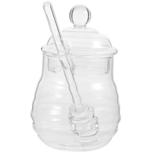HOLIDYOYO Honey Jars Kitchen Storage Containers Clear Jars Honey Dippers Yogurt Jars Honey Bear Bottle Containers for Fruit Honey Storage Container Honeypot Honey Pot with Dipper re-usable