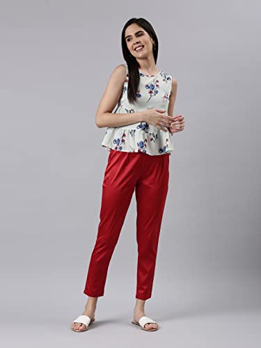 Image of GO COLORS Women Mid Rise Polyester Shiny Pant