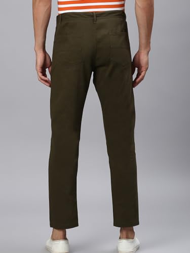 Image of Hubberholme Men's Tapered Fit Cotton Trousers, Ankle Length Button Closure Chinos