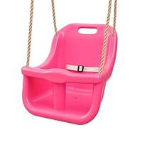 Children Deluxe High Back baby swing seat perfect for Garden swings and Climbing Frames (Pink with Pink T-Bar)