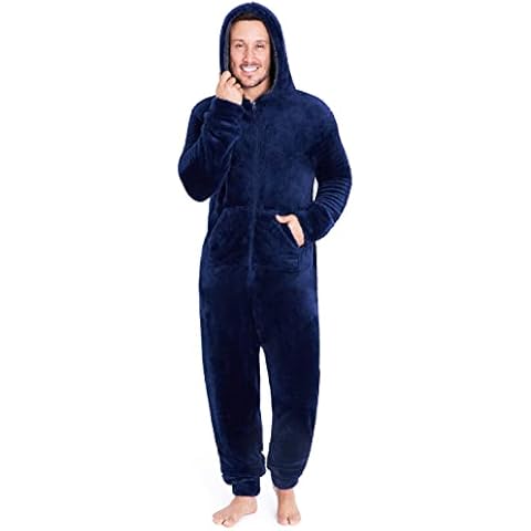 CityComfort Men's Fleece Onesie with Hood Cover