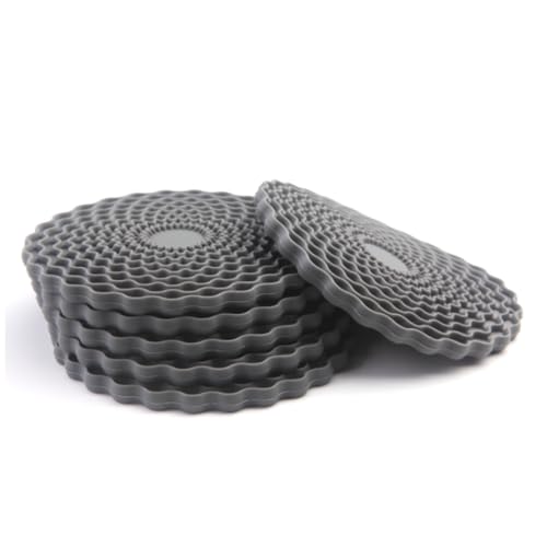 Grey Drinks Coasters Set of 6 by Stone & Thyme - a UK Brand. Non Slip, Heatproof & Easy to Clean. Colourful Decorative Home Accessories That Protect All Surfaces.