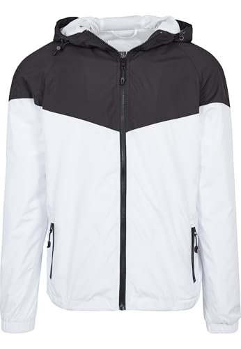 Urban Classics Herren Jacke 2 - Tone Tech Windrunner TB2107, Gr. Large (Herstellergröße: L), Mehrfarbig (Black/White 00050)