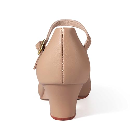 Image of Linodes PU Leather Ankle Strap Character Shoe 1.55'' Dance Shoes for Women-UPD