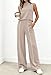 BTFBM Two Piece Sets for Women Summer Outfits 2026 Lounge Sets Mock Neck Tops Wide Leg Pants Travel Fashion Clothing(Khaki, Small)