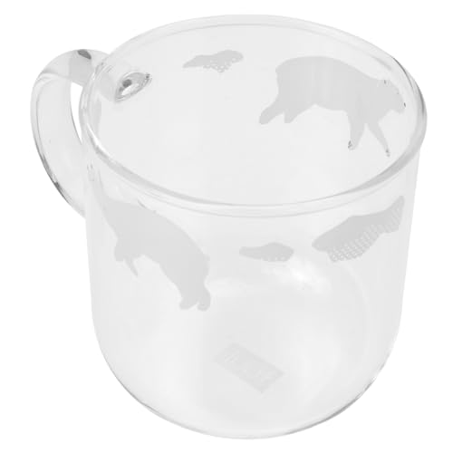 HOLIDYOYO High Borosilicate Glass Water Mug with Handle Cartoon and Drinking Cup for Coffee Milk and Beverages Lightweight and Easy to Clean